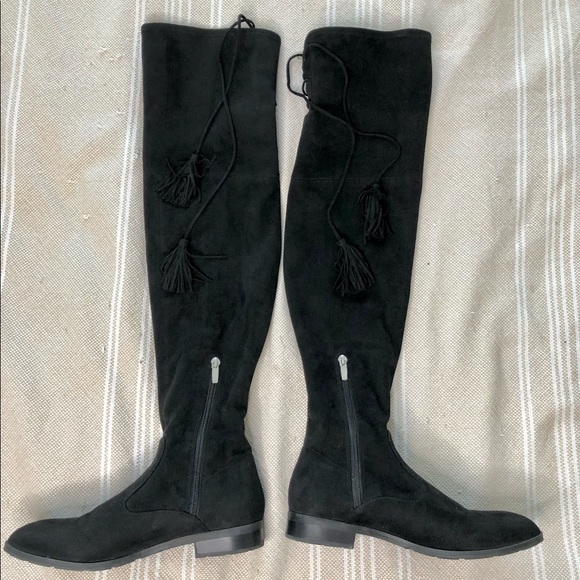 Marc Fisher Over-The-Knee Suede Boots With Tassels - Picture 5 of 17